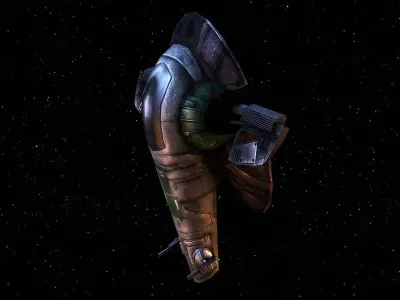 Slave I star wars ship in space Low-poly 3D model