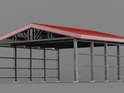 Industrial canopy roof 3D model