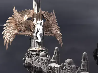 Steampunk Time Castle Tower 3D model