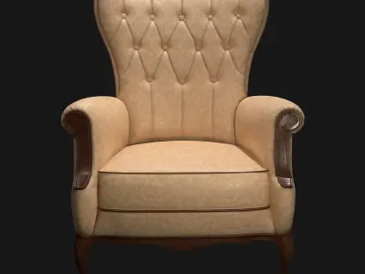 Chair PBR wingback Low-poly 3D model