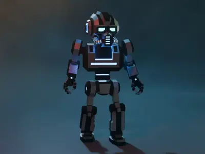 Sci-Fi Robot X-25-1 low-poly stylized Low-poly 3D model