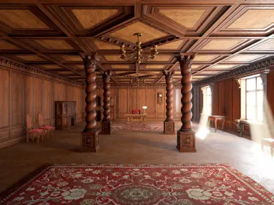 Modular Victorian Interior Mansion - Unity and Unreal Asset Pack Low-poly 3D model