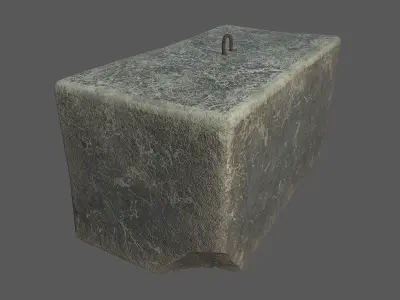 Concrete block 1x2x1 meters Low-poly 3D model