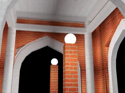 Red Brick Dome House 3D model