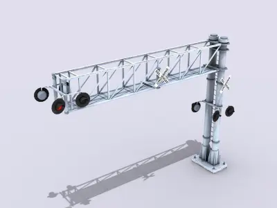 Crossing Gate Signals Low-poly 3D model