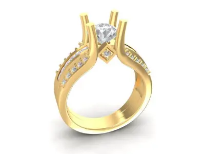 Elegant Split Shank Diamond Engagement Ring for Women 1422 3D print model