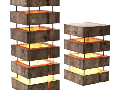 Wooden lamp Art History 3D model