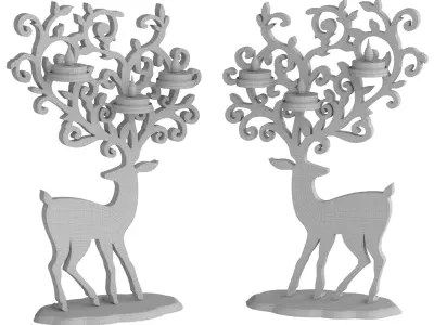 Christmas candles Deer 3D model