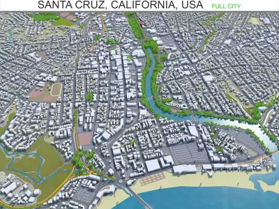 Santa Cruz California USA 20km Low-poly 3D model