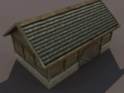 Old Barn Low poly 3d model Low-poly 3D model