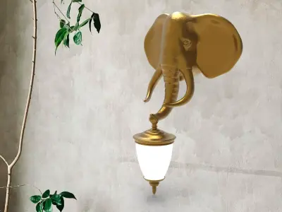Elephant Head Wall Lamp 3D print model purchase