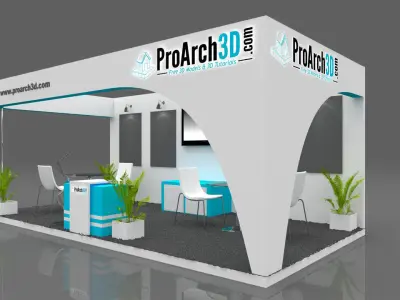 Exhibition stall 3d model 6m x 3m  3 side open 3D model