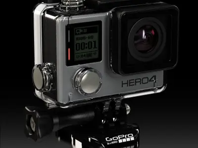 GoPro HERO4 Silver Edition action camera with Waterproof Housing Low-poly 3D model
