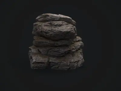 Rock 4 pile Low-poly 3D model
