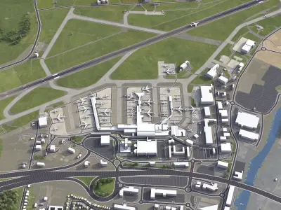Glasgow - 3D Airport  Model Low-poly 3D model