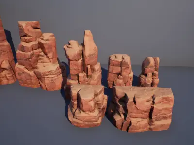 Cliff Rock Stone Set Low-poly 3D model