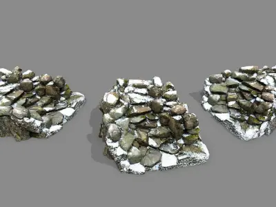 Snowy Rock Stairs Low-poly 3D model