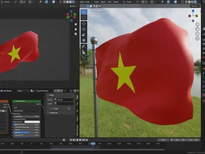Animated Vietnam Flags 3D model