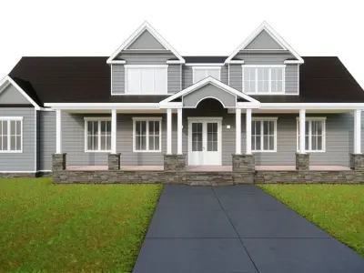 Classic Style Porch Family House 3D model