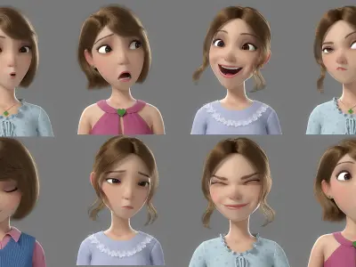  Cartoon Girl Rigged1 