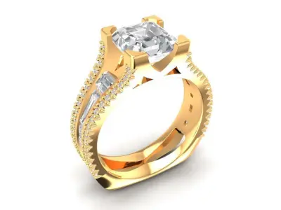 Elegant Split Shank Solitaire Engagement Ring 2319 3D print model