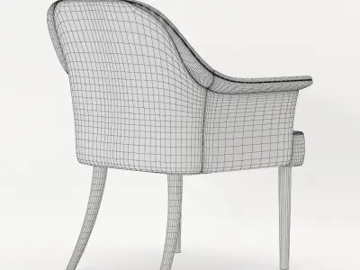 Chair collection leather with wooden legs 3D model
