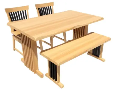 Dining set 4 seat 3D model