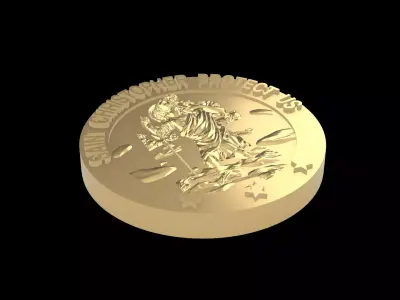 St Christopher 3D Coin Medallion Pendant printable model 3D model