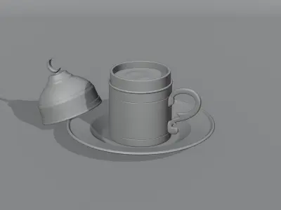 Two Turkish cup of coffee 3D model