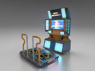 Low-Poly Dance Arcade Machine Techno Retro Low-poly 3D model