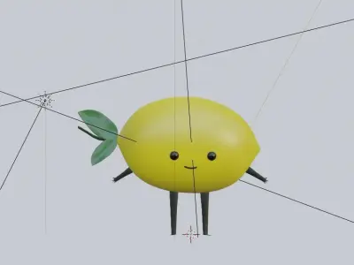 Yellow Lemon Cartoon Character Model Low-poly 3D model