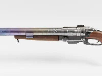  super double-barrel shotgun futuristic weapon of slayer da1 Low-poly 3D model