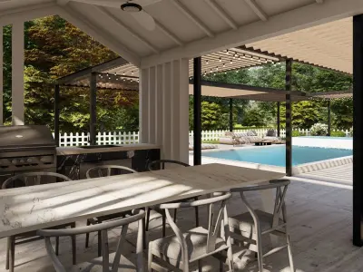 3D Exterior Scene 3D model design garden and landscape 3D 3D model