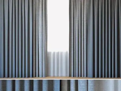 Curtains 02 Curtains with Tulle 3D model