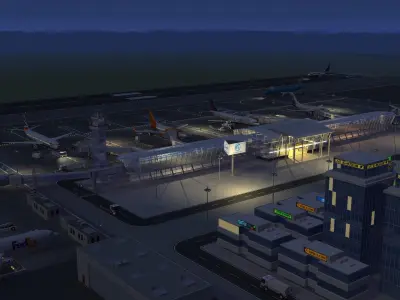  Airport Airfield Night 