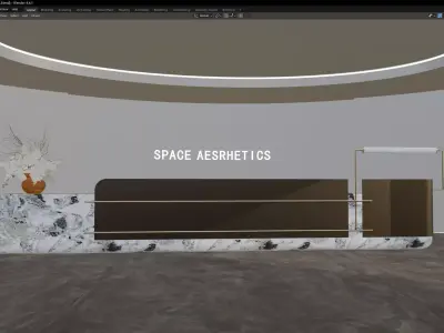 Minimalist Reception Desk with Sculptural Marble Base 3D model