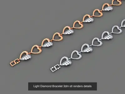 50 Light Diamond Bracelet 3dm stl renders details 3D Model Pack