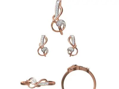 Light wt Ring Earrings Pendant set stl jcd 1-render details 3D print model