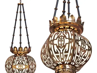 Pendant lamp Oriental Style Brass 3D model