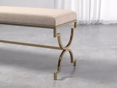 Cream Double Bench Free 3D model