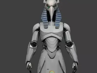 Futuristic Anubis Cyborg Robot Sci-Fi Egyptian God Mech Low-poly 3D model