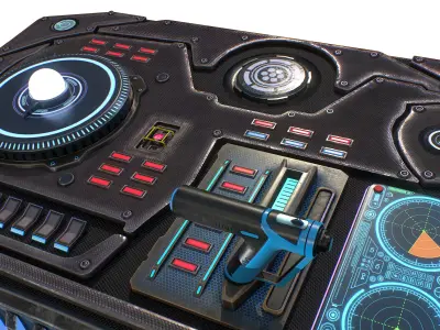 Sci-Fi Control Console Low-poly 3D model