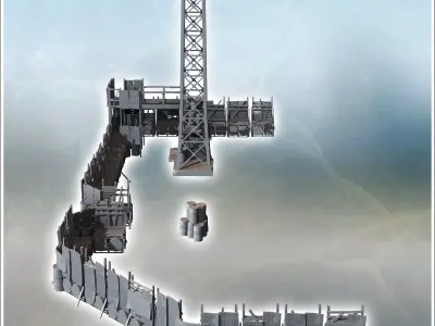 Post-apocalyptic modern fortifications with sheet metal barriers 3D print model