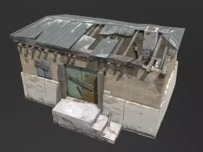 House destroyed - game ready Low-poly 3D model