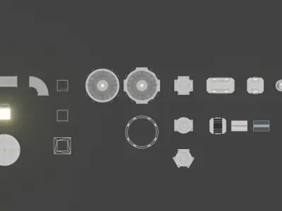 Lunar base kitbash 3D model