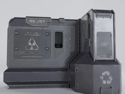 Cyberpunk City Assets - 02 The Recycling Station Low-poly 3D model