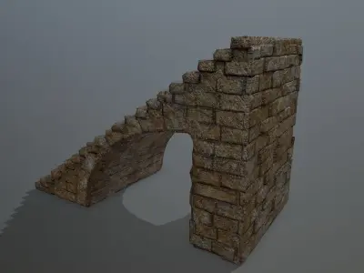 stairs brick wall Low-poly 3D model