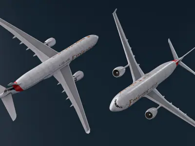  Emirates Airbus A330-200 Rigged for Maya 