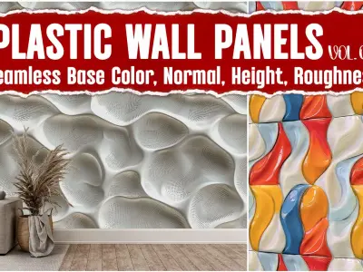 10 Plastic Wall Panel VOL01 4K Seamless PNG PBR Textures Texture