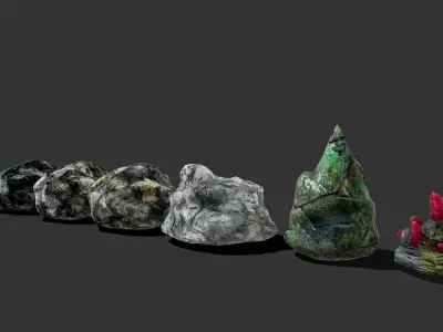 Ores and ingots pack Low-poly 3D model